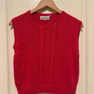 Erika Women's Red Cable Knit Sweater Vest Size Medium
